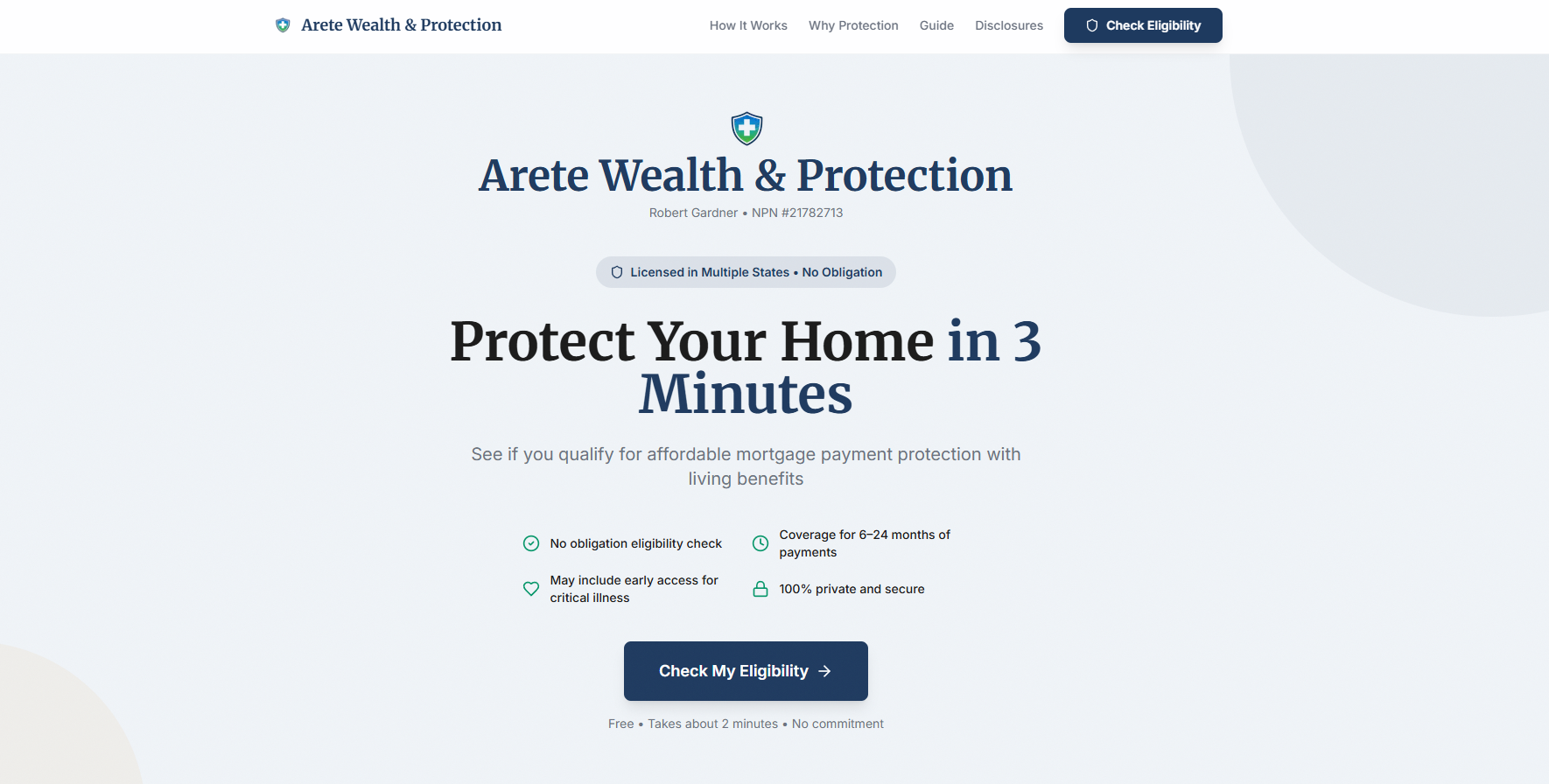 Screenshot of Arete Wealth & Protection